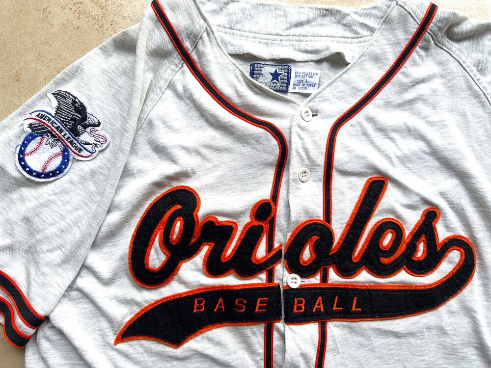 Baltimore Orioles 90s STARTER jersey L cream Script orange MLB baseball vintage